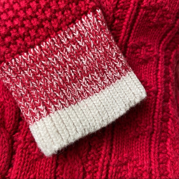 CHEROKEE BOY'S RED SWEATER FAUX SHERPA TRIM Elegant and Warm, Sz 5 - Picture 7 of 8